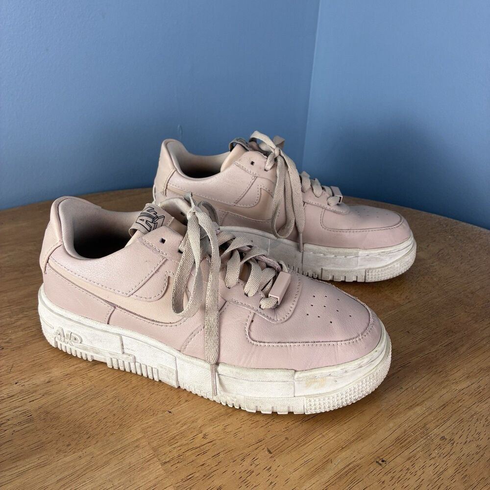Nike AF1 Women's Pink Leather Platform Sneakers Size 7